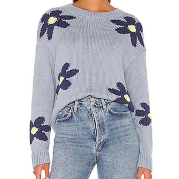 Rails Zoey Intarsia Flower Blue Daises Sweater - Picture 1 of 9